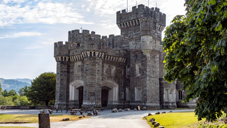 The exterior of Wray Castle Cumbria